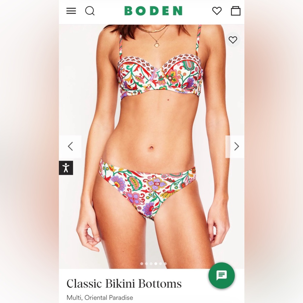 Boden Oriental Paradise Bikini set. 34 C top, Classic medium bottoms. NWT - Picture 8 of 13